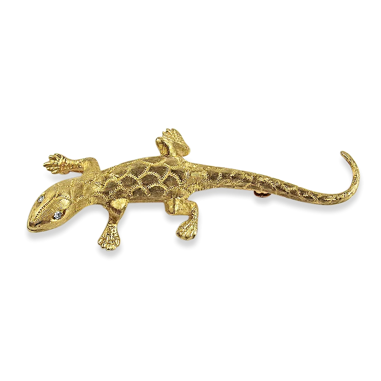 Estate 14K Yellow Gold Lizard Brooch