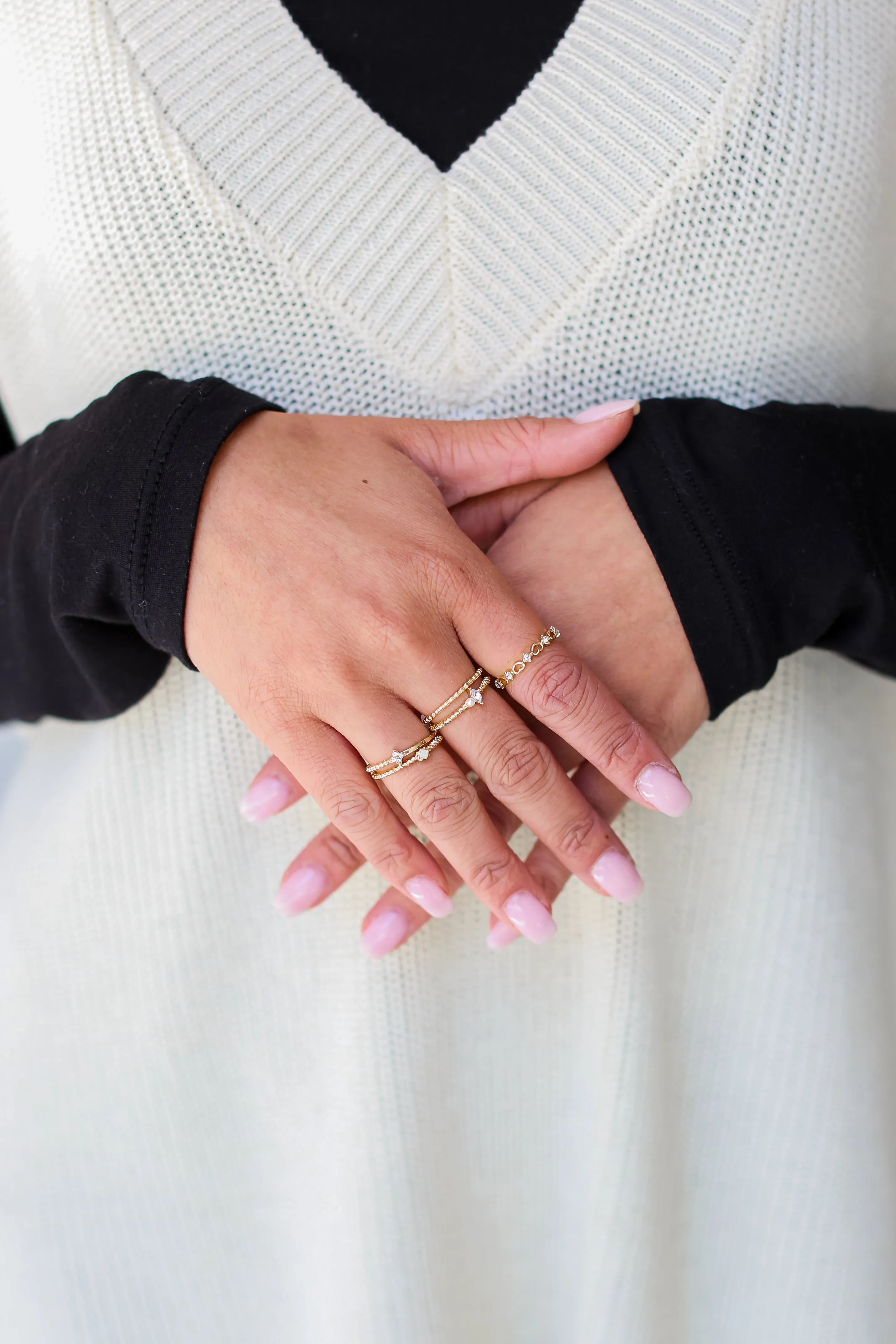 FINAL SALE - Alexa Gold Stone Ring Set