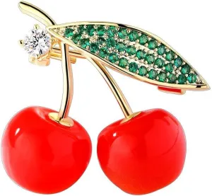 Fruit Brooch Austrian Crystal Rhinestone Brooch 18K Gold Plated Birthstone Lapel Pin Jewelry Birthday Gifts for Women Men