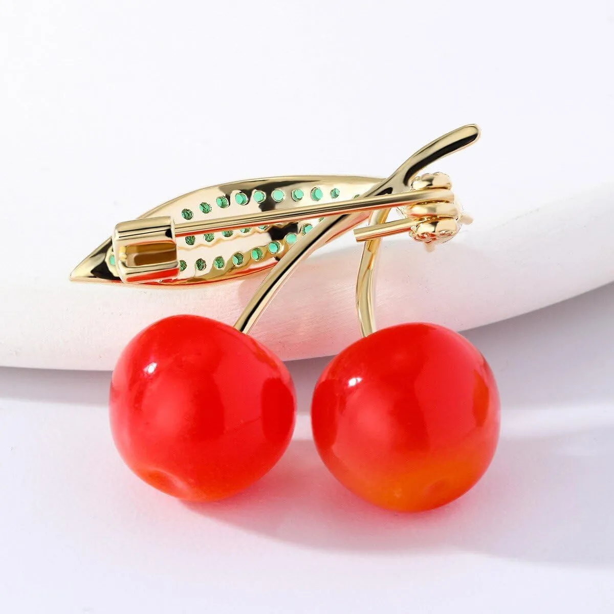 Fruit Brooch Austrian Crystal Rhinestone Brooch 18K Gold Plated Birthstone Lapel Pin Jewelry Birthday Gifts for Women Men