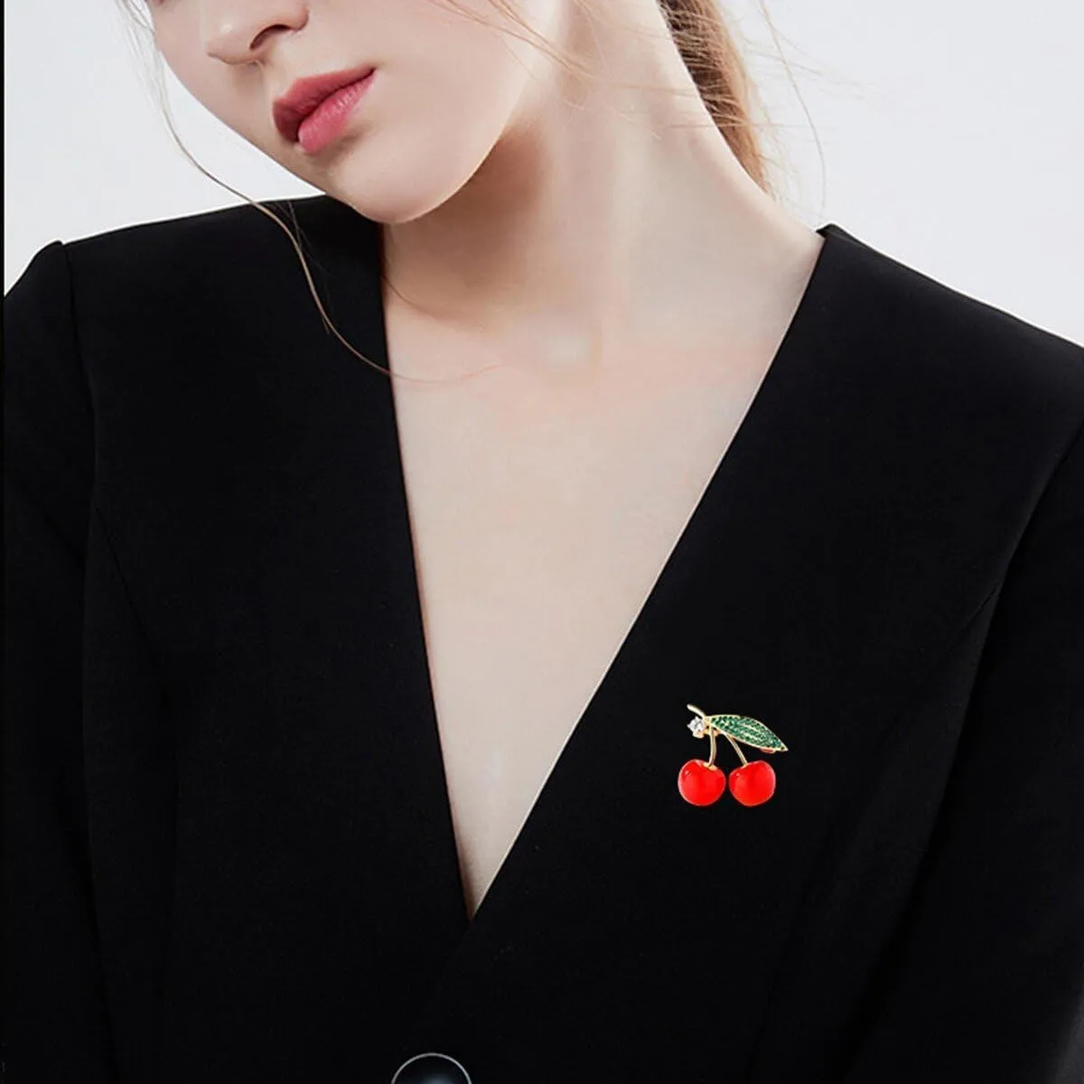 Fruit Brooch Austrian Crystal Rhinestone Brooch 18K Gold Plated Birthstone Lapel Pin Jewelry Birthday Gifts for Women Men