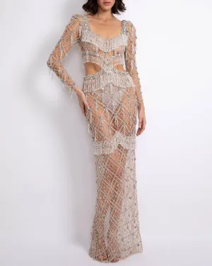 Fully Beaded Long Sleeve Gown (RUNWAY)