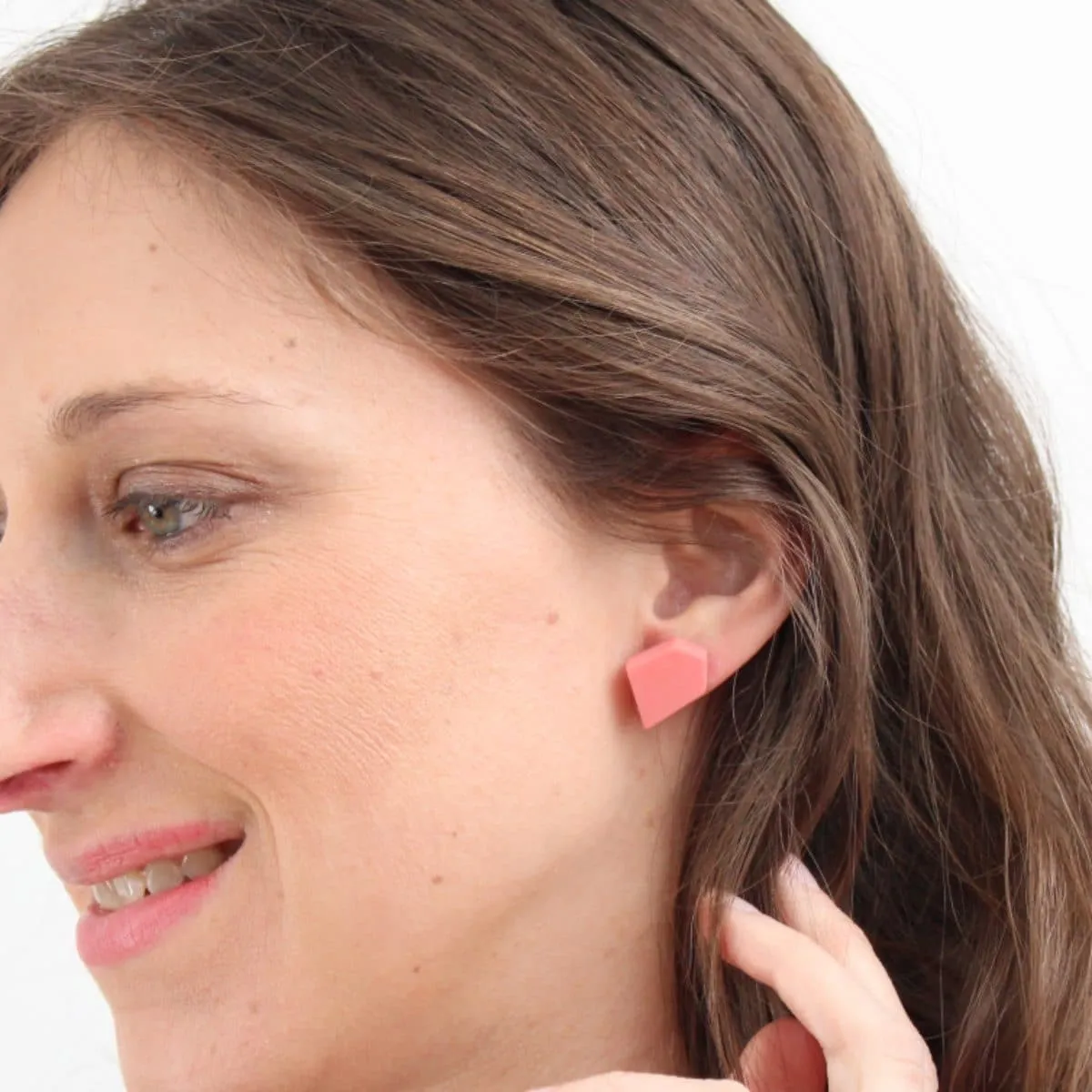 Geometric Pink Stud Earrings