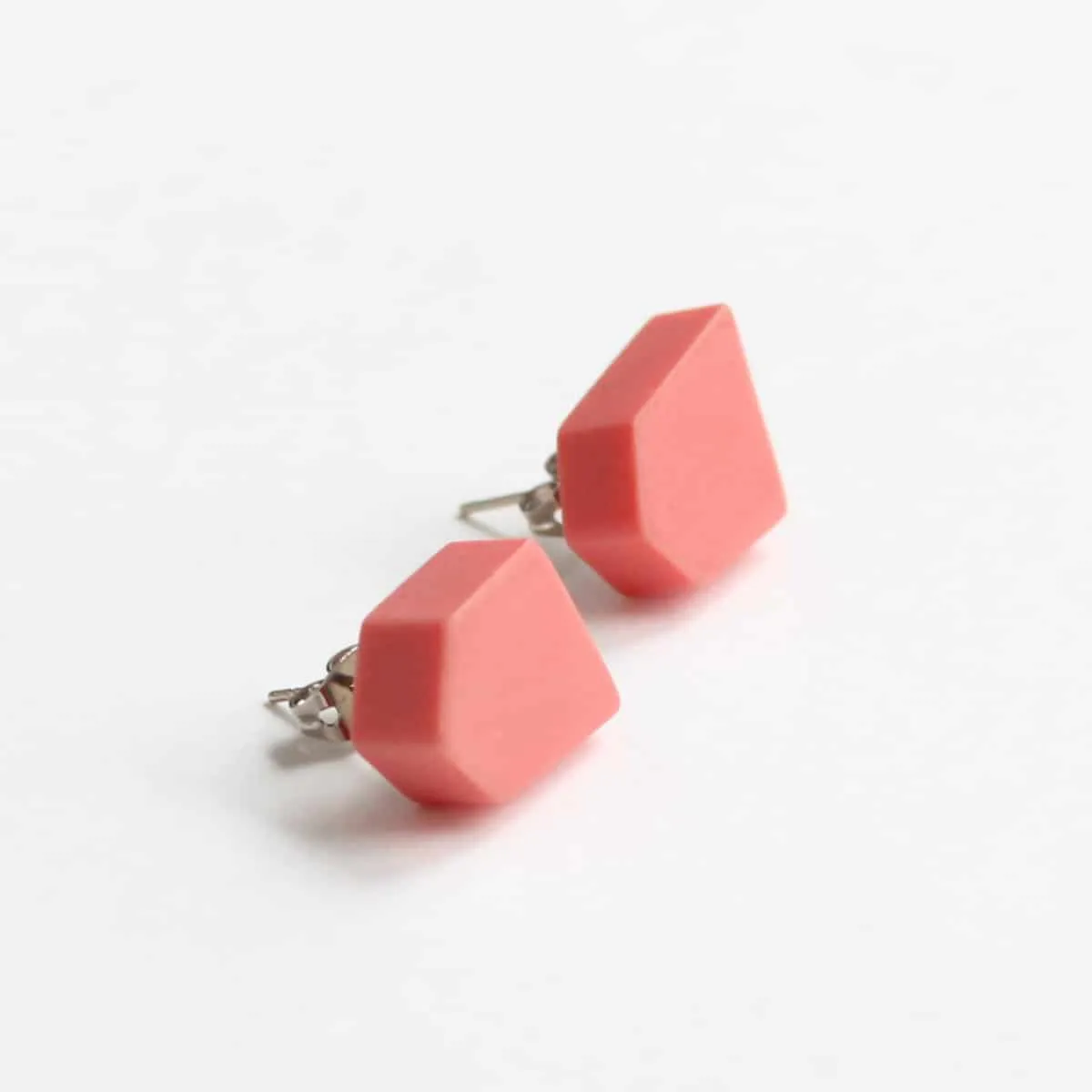 Geometric Pink Stud Earrings