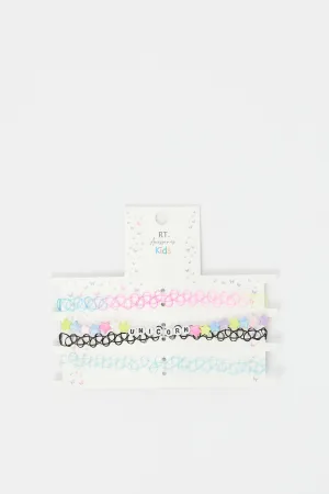 Girls Assorted Embellished Choker Set (4 Piece)