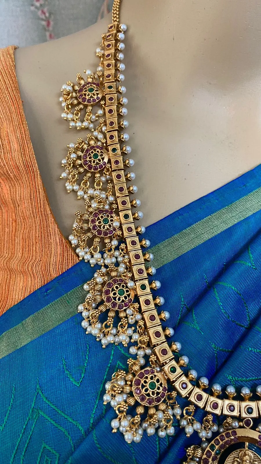 Goddess Lakshmi Guttapusalu Necklace Haram ( Sold  Separately)