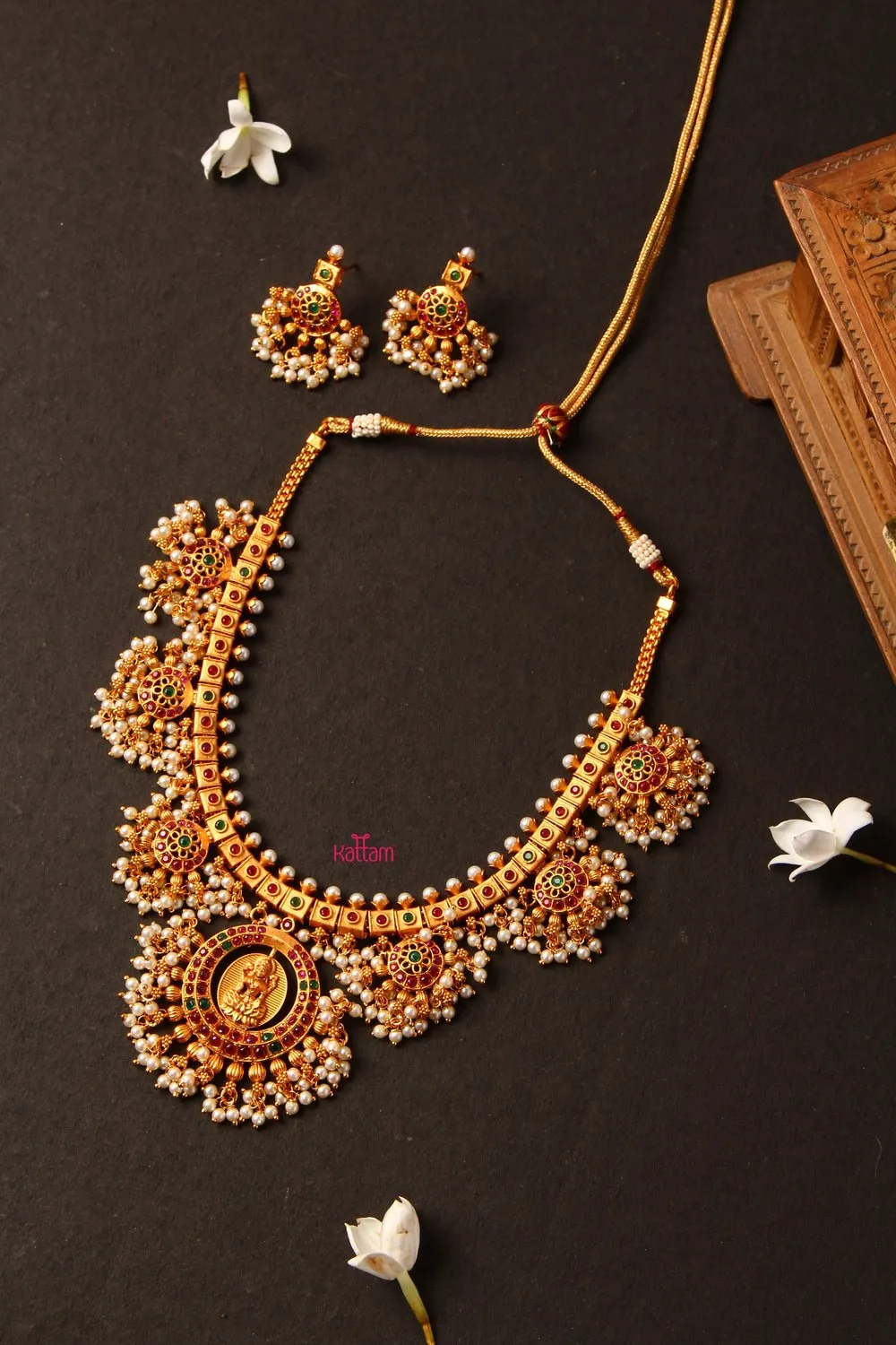 Goddess Lakshmi Guttapusalu Necklace Haram ( Sold  Separately)
