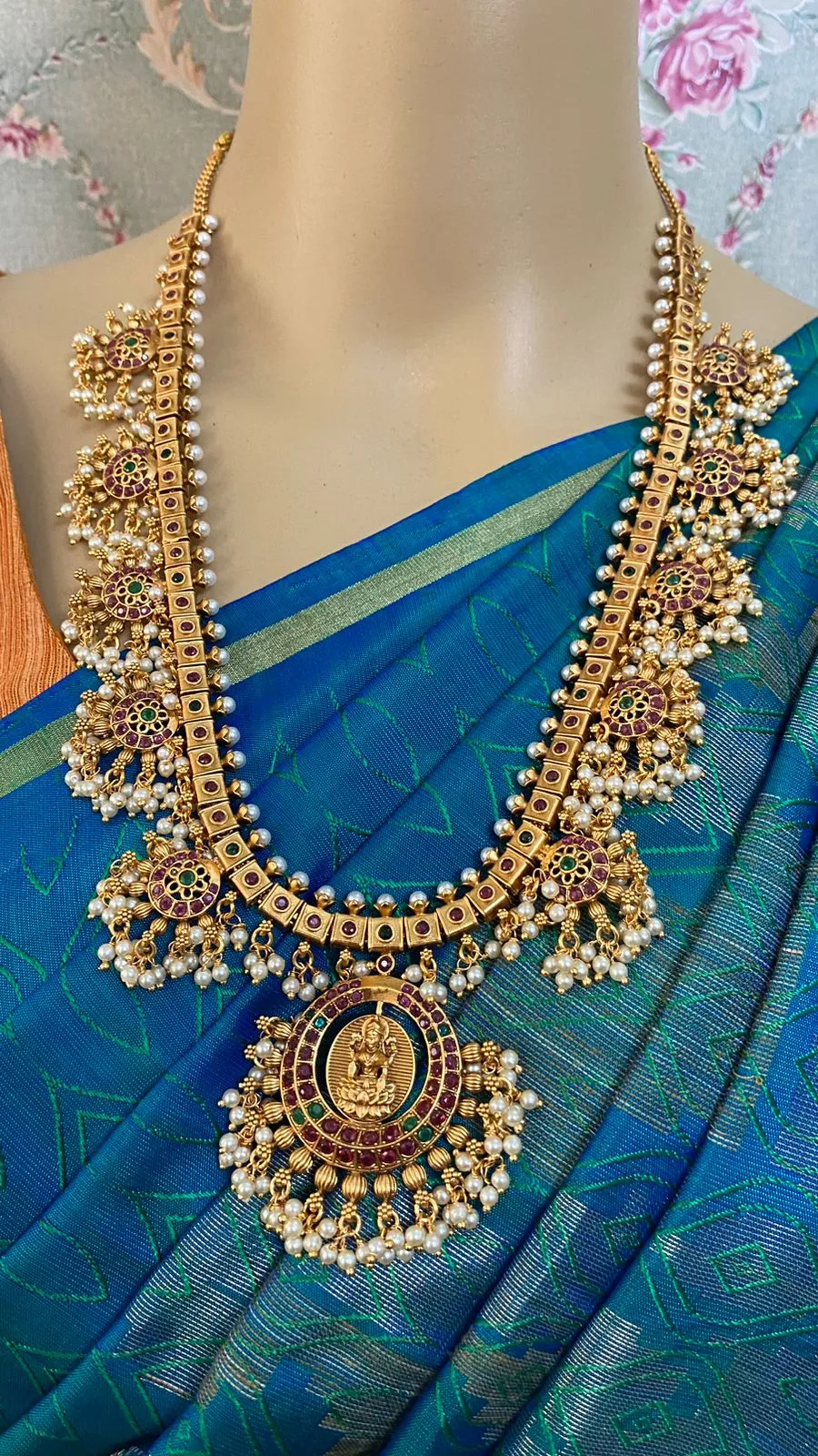 Goddess Lakshmi Guttapusalu Necklace Haram ( Sold  Separately)