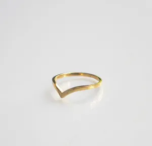 Golden Luck Ring,.925 Sterling Silver Gold Plated Dainty Chevron Ring