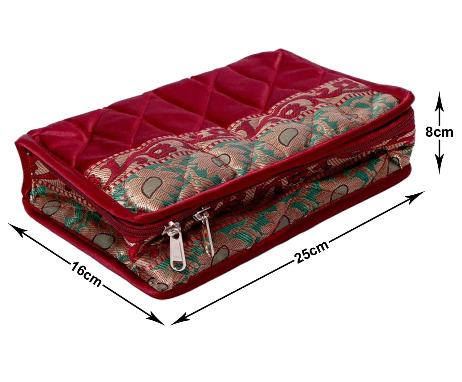 Heart Home Portable Jewellery Organizer With 4 Tranasparent Pouches For Keeps Your Jewellery,Earrings, Necklaces Organized, Pack of 2 (Maroon)-HS43HEARTH25826