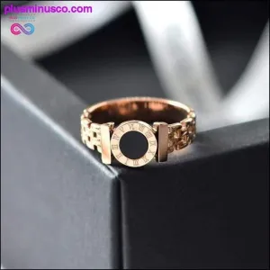 High Quality 18K Rose Gold Roman Numerals Couple Ring For