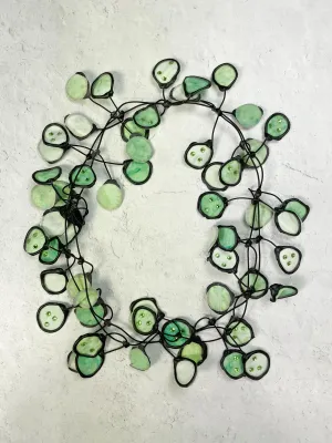 Ink Necklace, Soft Green with Crystals