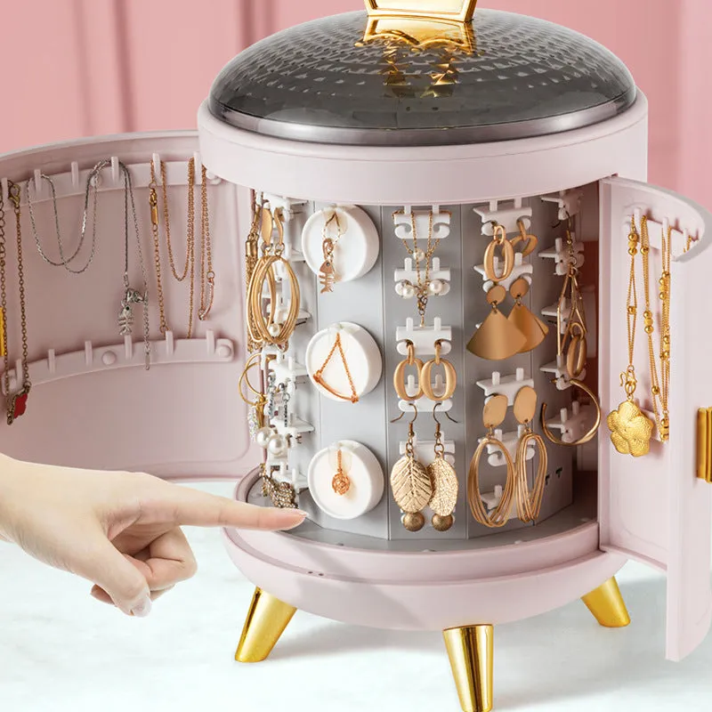 Jewelry box high end home luxury jewelry earrings display stand ear stud necklace large capacity rotating jewelry storage box