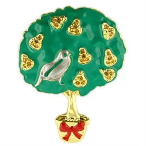 LO834 - Gold Rhodium White Metal Brooches with Top Grade Crystal  in Topaz