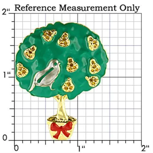 LO834 - Gold Rhodium White Metal Brooches with Top Grade Crystal  in Topaz