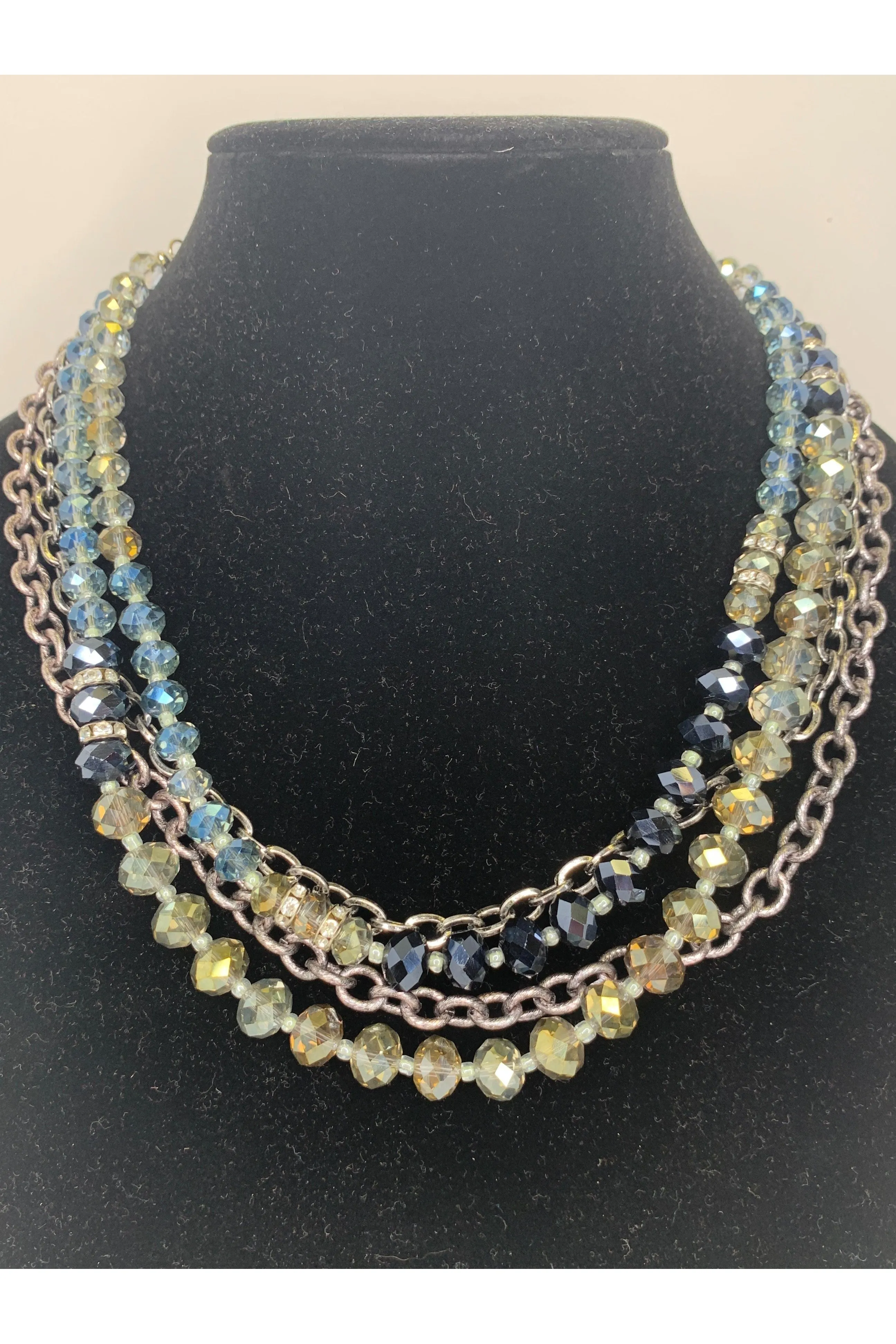 Lost And Found Four Strand Necklace With Crystal And Rhinestone Beads