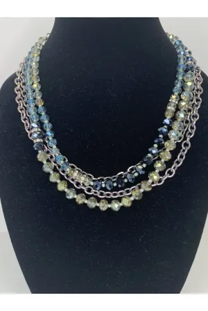 Lost And Found Four Strand Necklace With Crystal And Rhinestone Beads