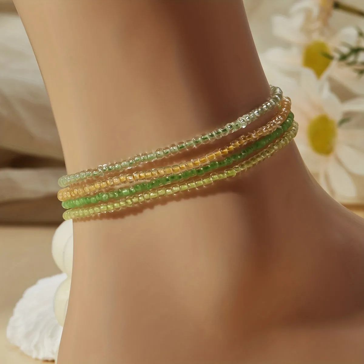 Luminous Beaded Anklet Set  Perfect Summer Beach Jewelry