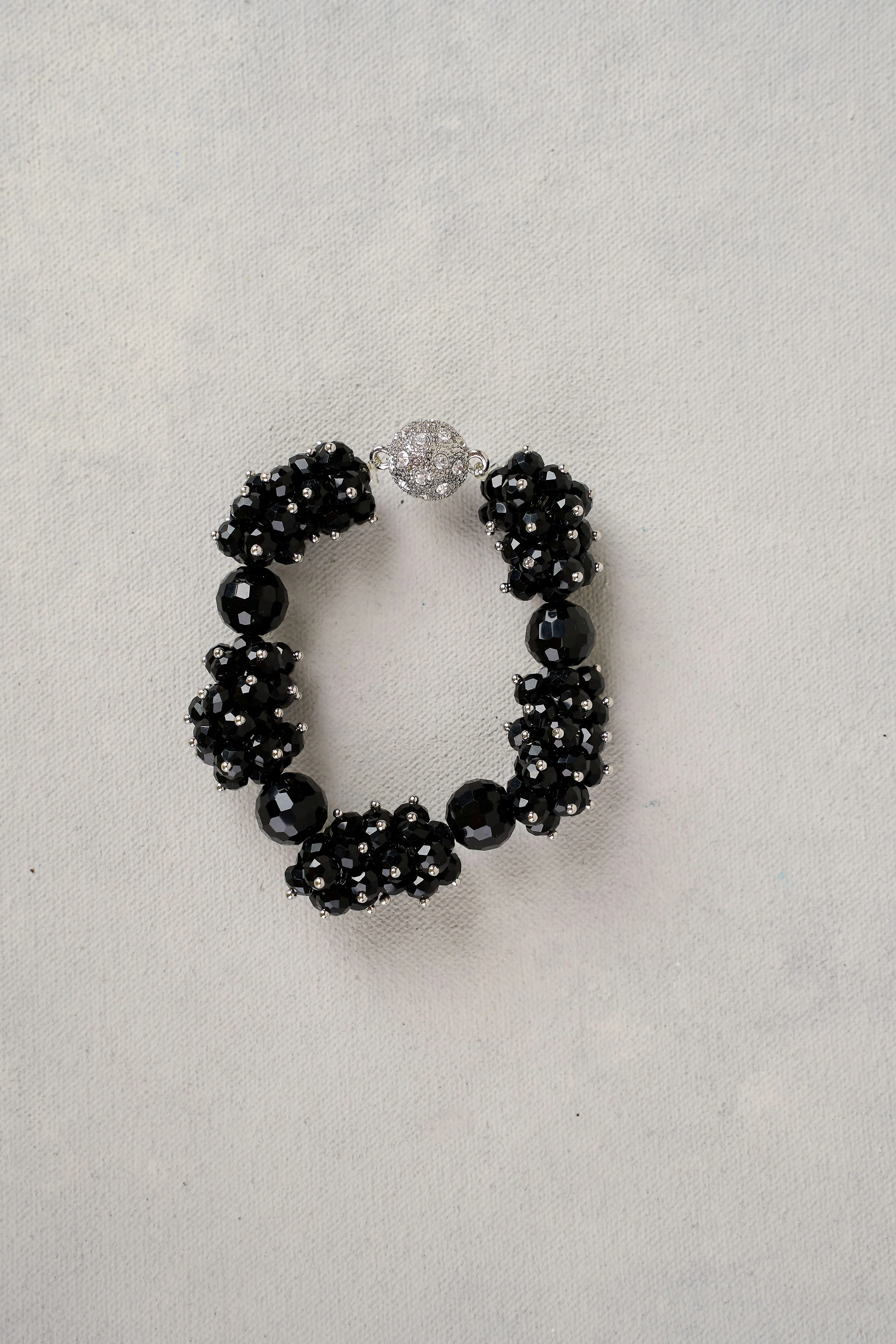 Noir Glass Bead Bracelet - Black