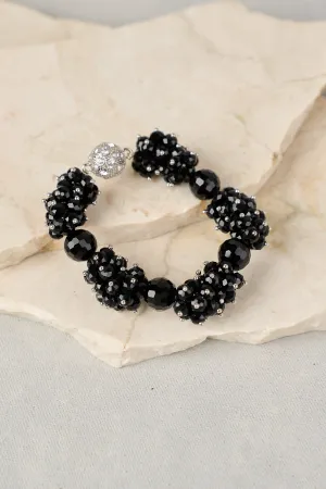 Noir Glass Bead Bracelet - Black