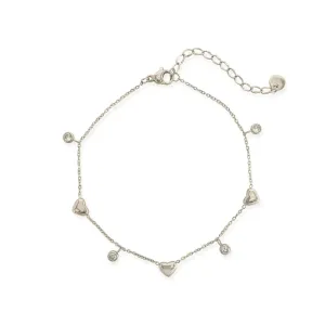 OMG Bling Water Resistant Heart and Rhinestone Anklet In Gold Or Silver