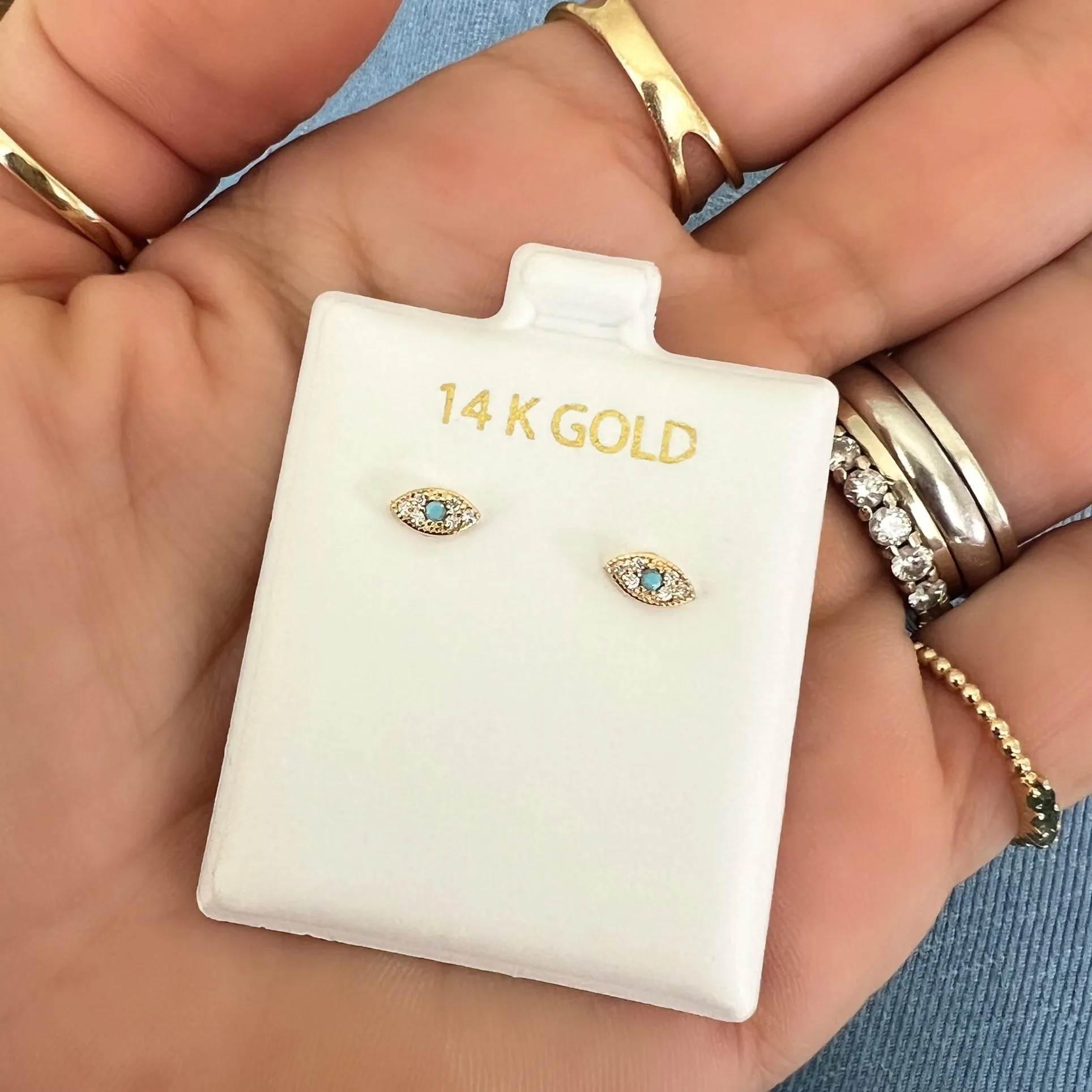 Oval Pave Eyes CZ Studs