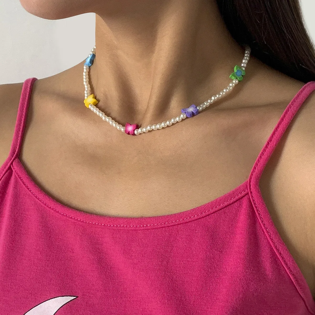 Pastoral Star Soft Clay Love Clavicle Chain