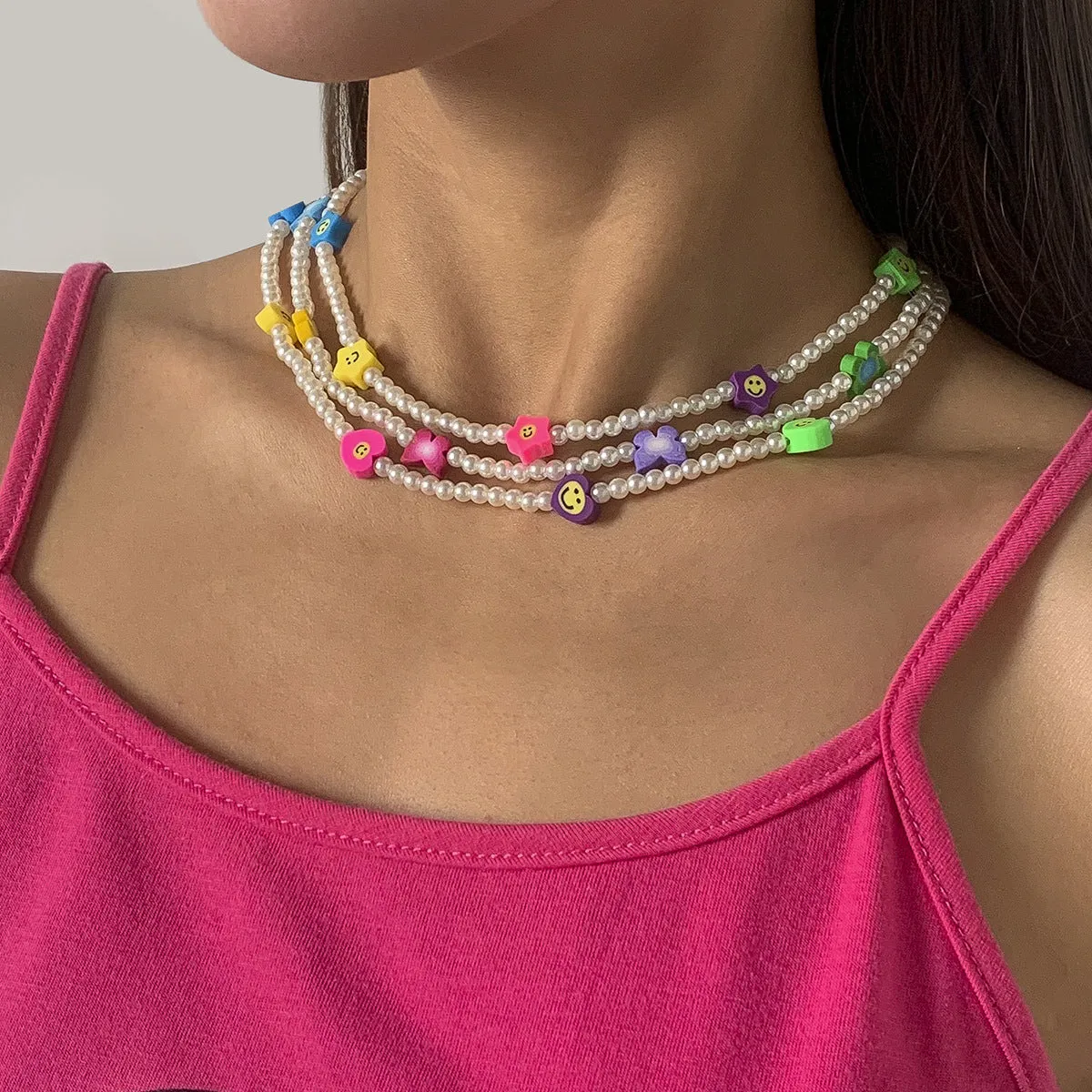 Pastoral Star Soft Clay Love Clavicle Chain