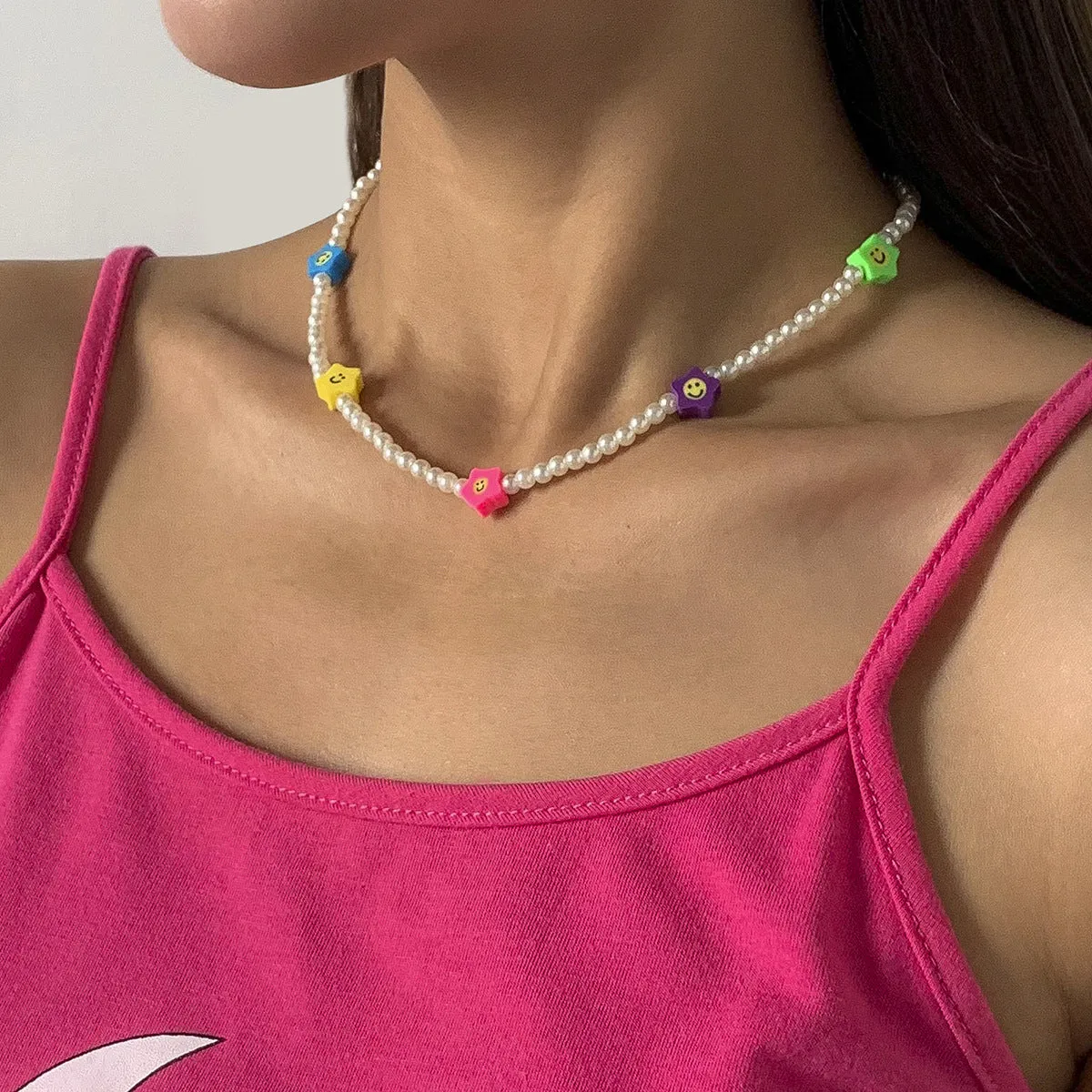 Pastoral Star Soft Clay Love Clavicle Chain