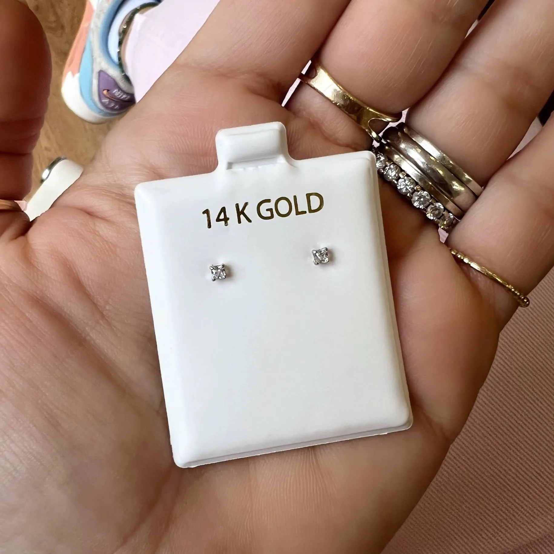 Princess Cut CZ Studs (2mm)