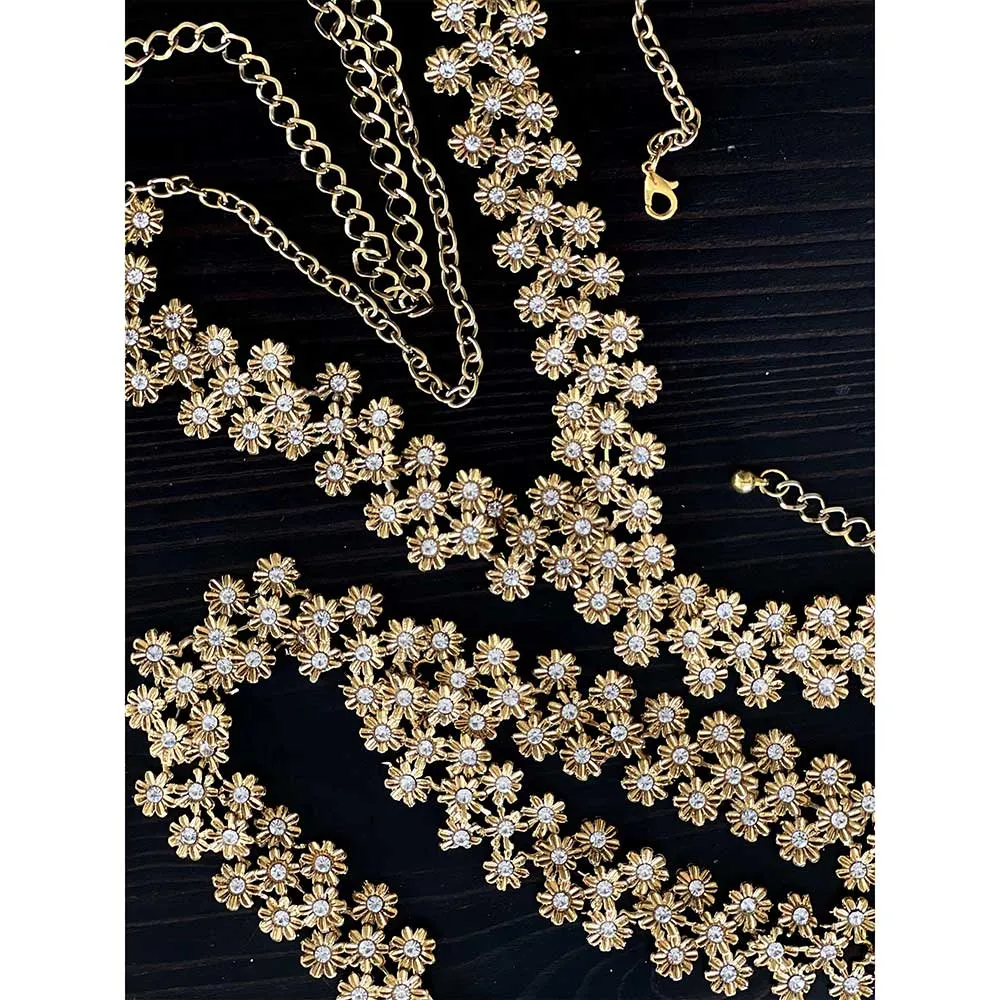 RAISHAA Floral and inlaid rhinestone Body ornament