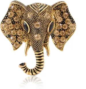 Retro Crystal Elephant Corsage Brooches for Women Dress Accessories