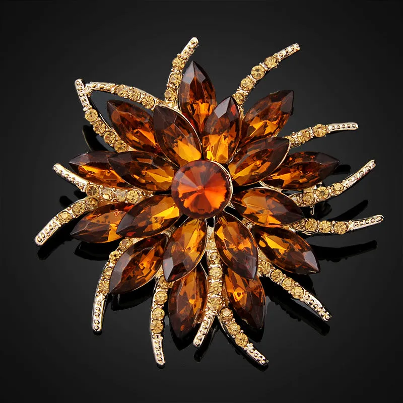 SB219 - Korean crystal flower brooch