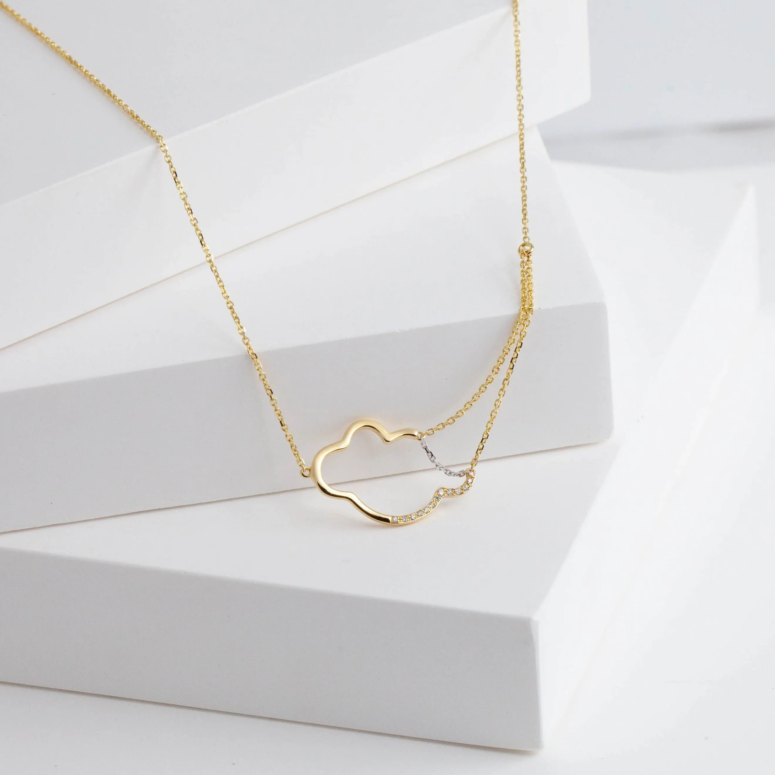 Silver linings traveling cloud diamond necklace
