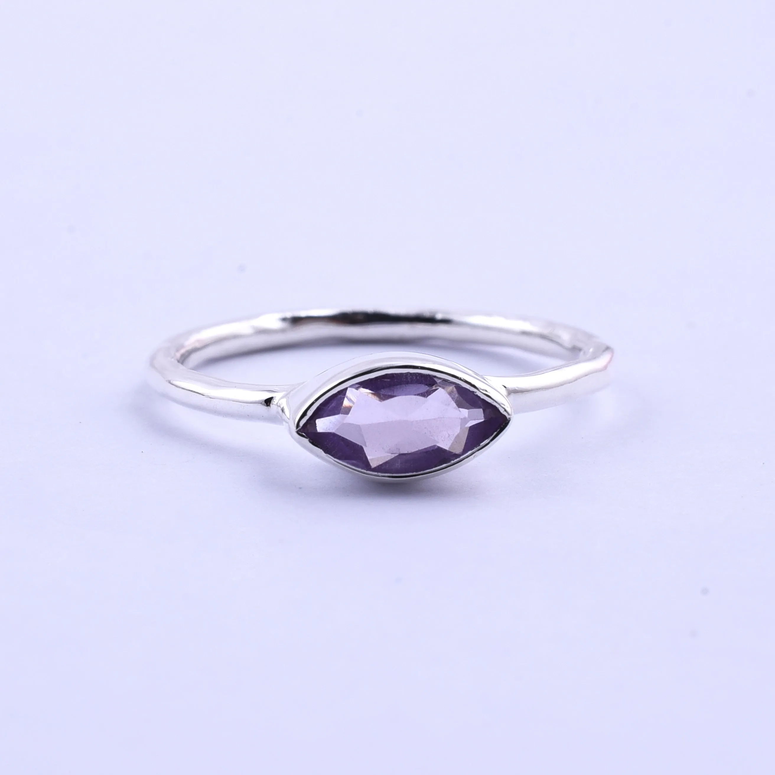 Silver Marquise Amethyst Ring