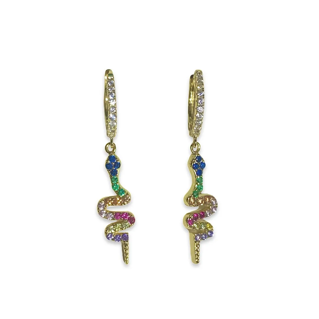 Snake Charm Sparkling Dangle Huggies