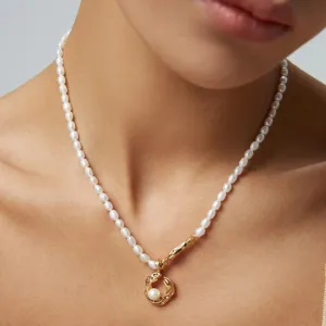 Soft Scarf Charm Freshwater Pearls Necklace-Gold Vermeil
