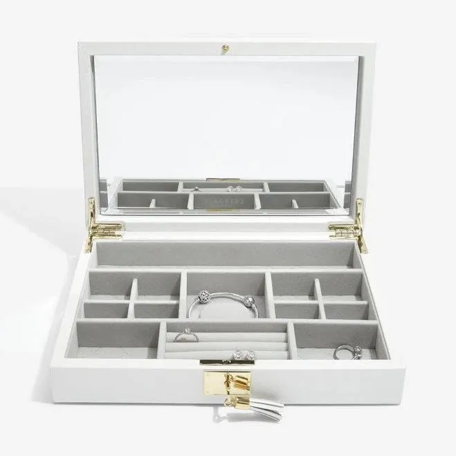 Stackers Orchid White Leather Jewellery Box Lidded 75441