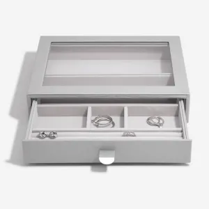Stackers Pebble Grey Classic Jewellery Box Glass Top Drawer 75784