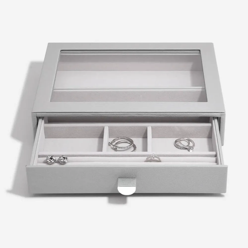 Stackers Pebble Grey Classic Jewellery Box Glass Top Drawer 75784