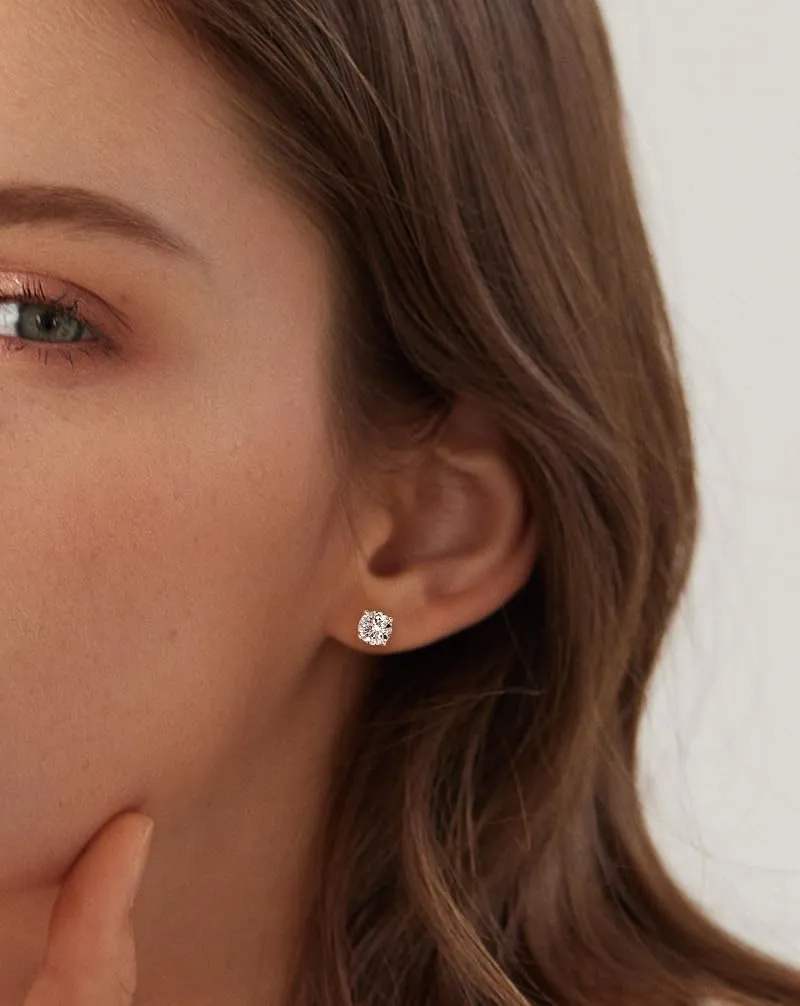 Stainless Steel Moissanite Stud Earrings for Women Men White Gold Plated VVS1 Mosissanite Hypoallergenic Dainty Screw Back Stud Earrings