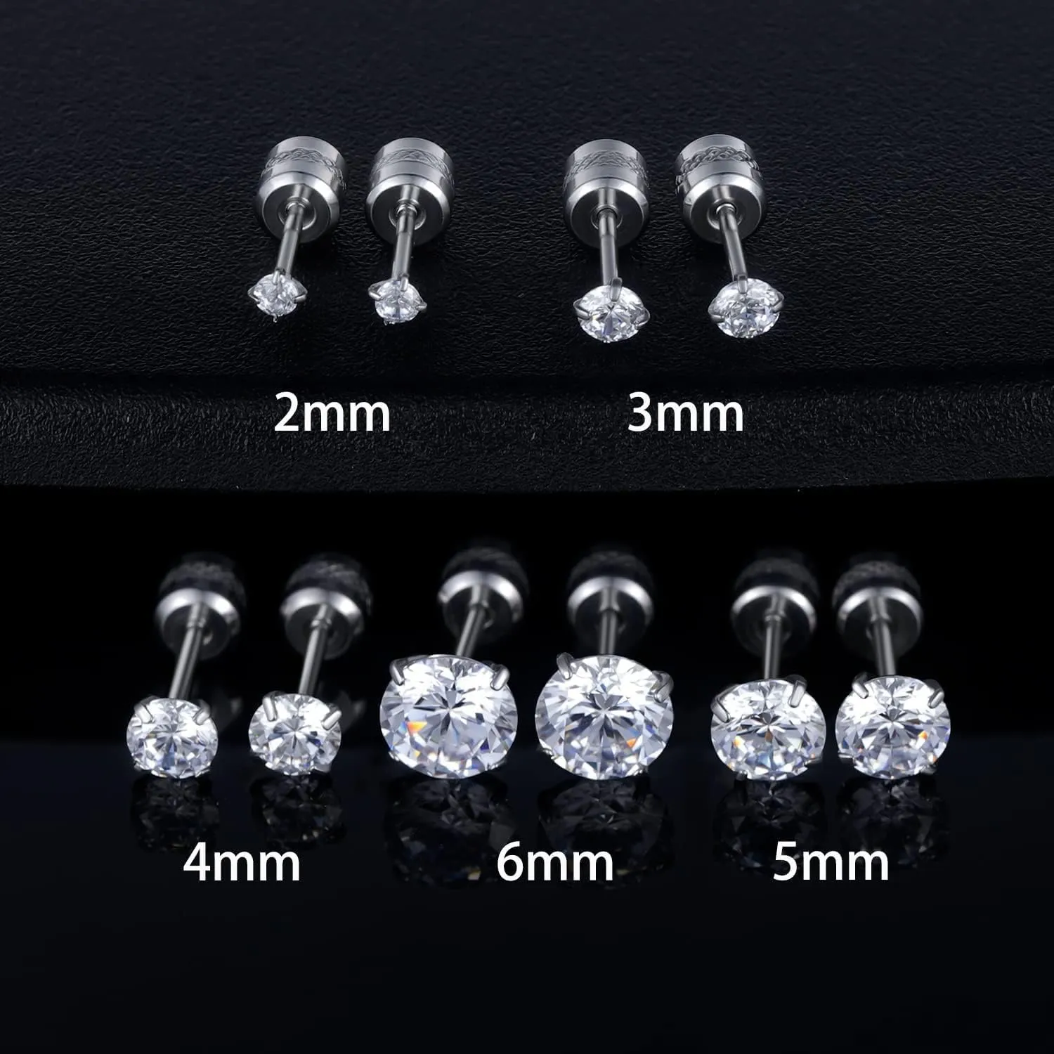 Stainless Steel Moissanite Stud Earrings for Women Men White Gold Plated VVS1 Mosissanite Hypoallergenic Dainty Screw Back Stud Earrings