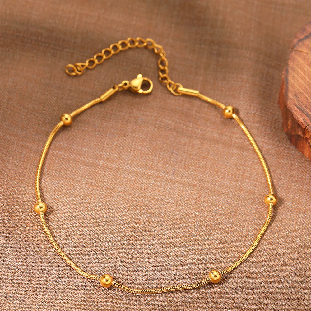Stainless Steel Snake Bead Chain Anklet