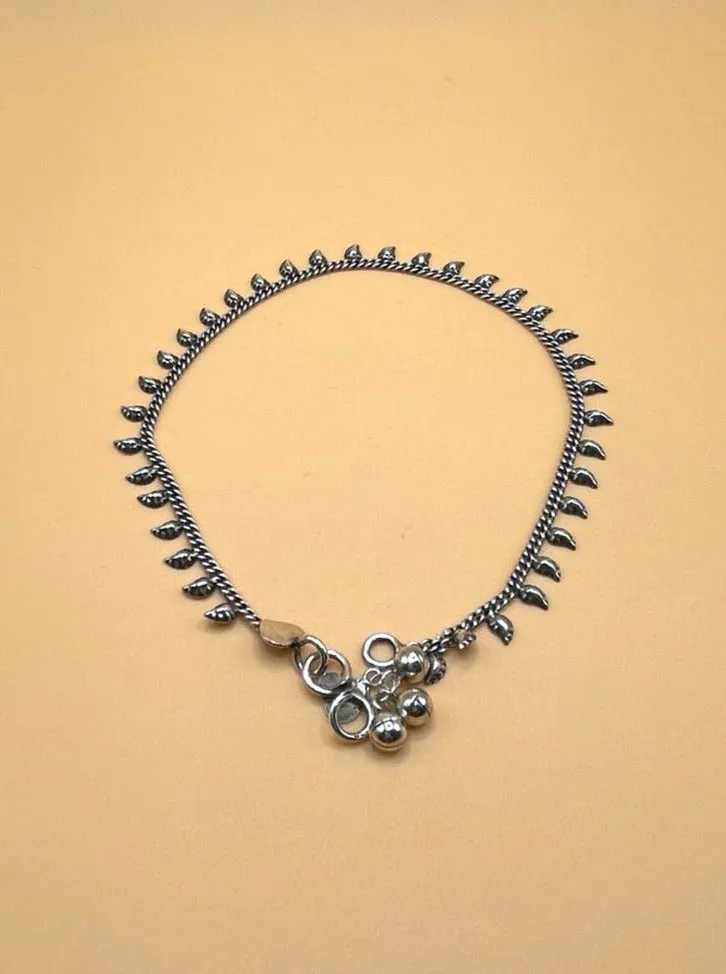 Sterling Silver Tibetan Leaf Anklets