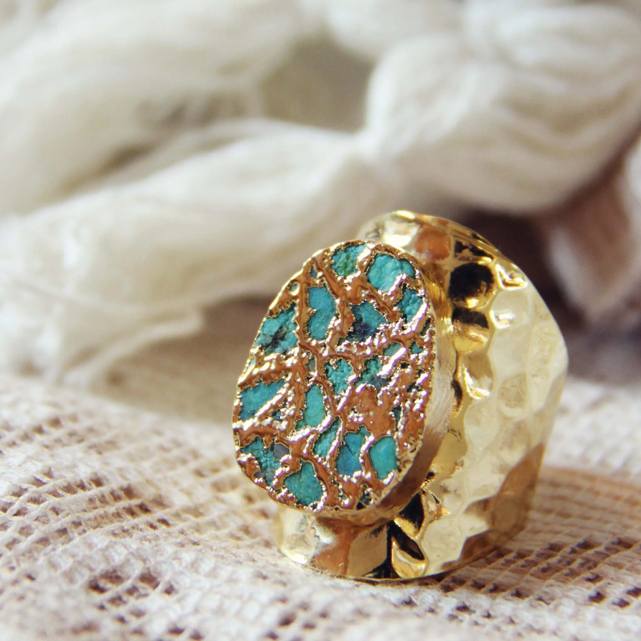 Tangled Turquoise Ring in Gold