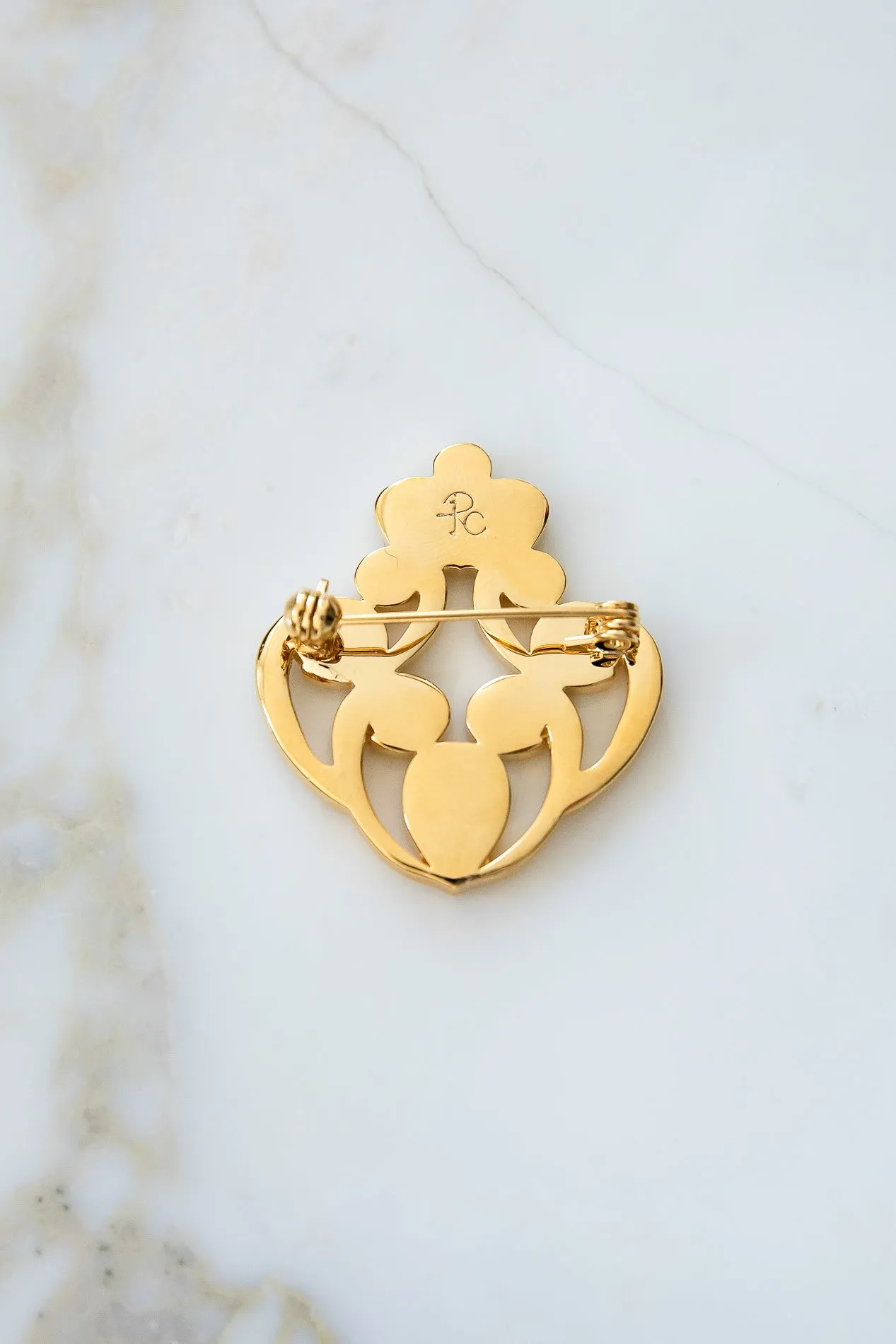 The Crown Brooch - Gold With White Crystals