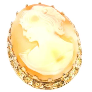 Timeless Gold-Tone Shell Cameo Brooch - Elegant Sustainability