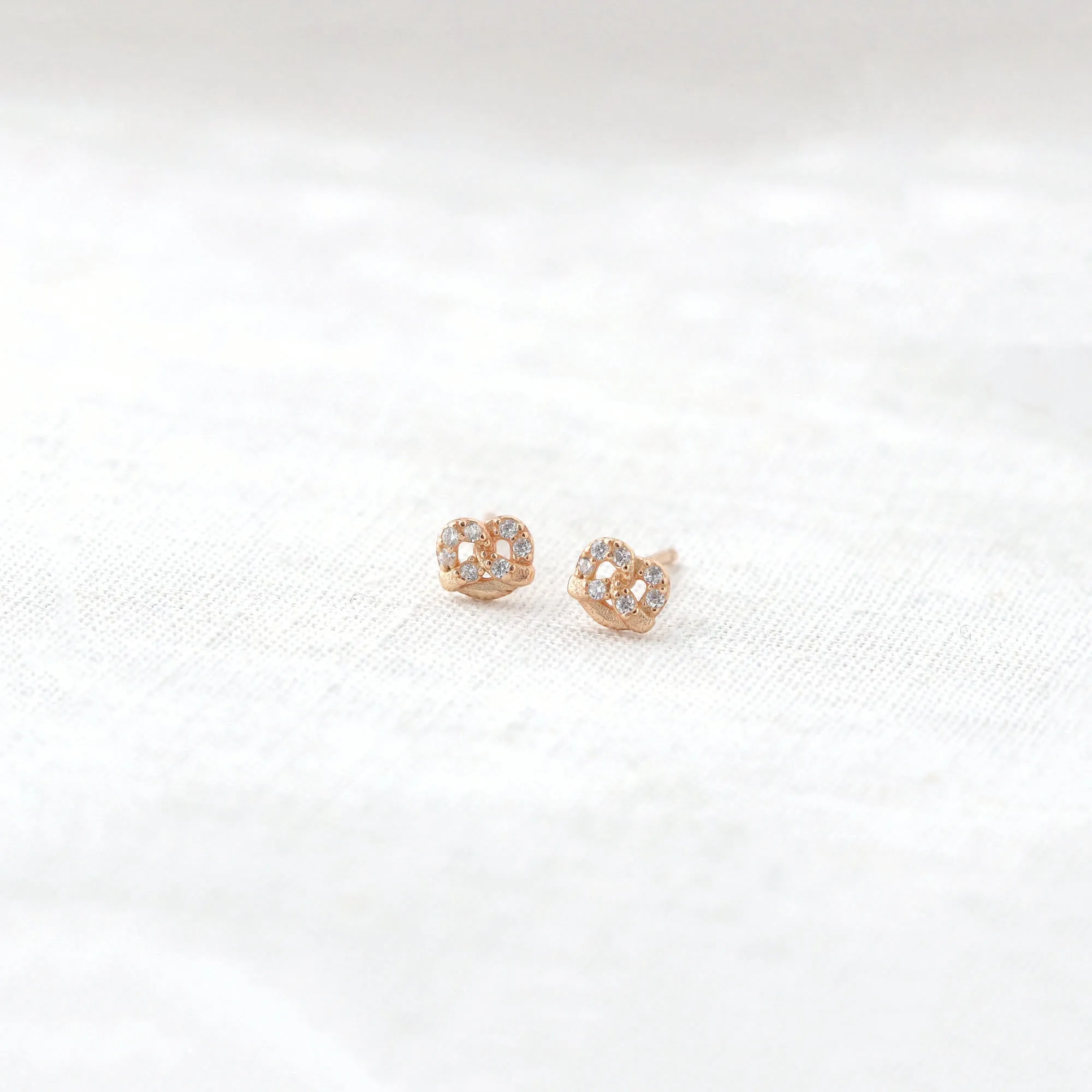 Tiny Pretzel Crystal Stud Earrings