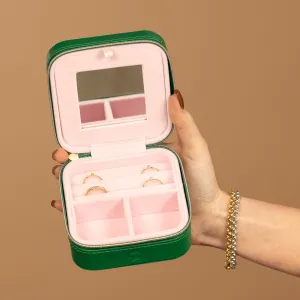 Travel Jewelry Case - Green/Pink