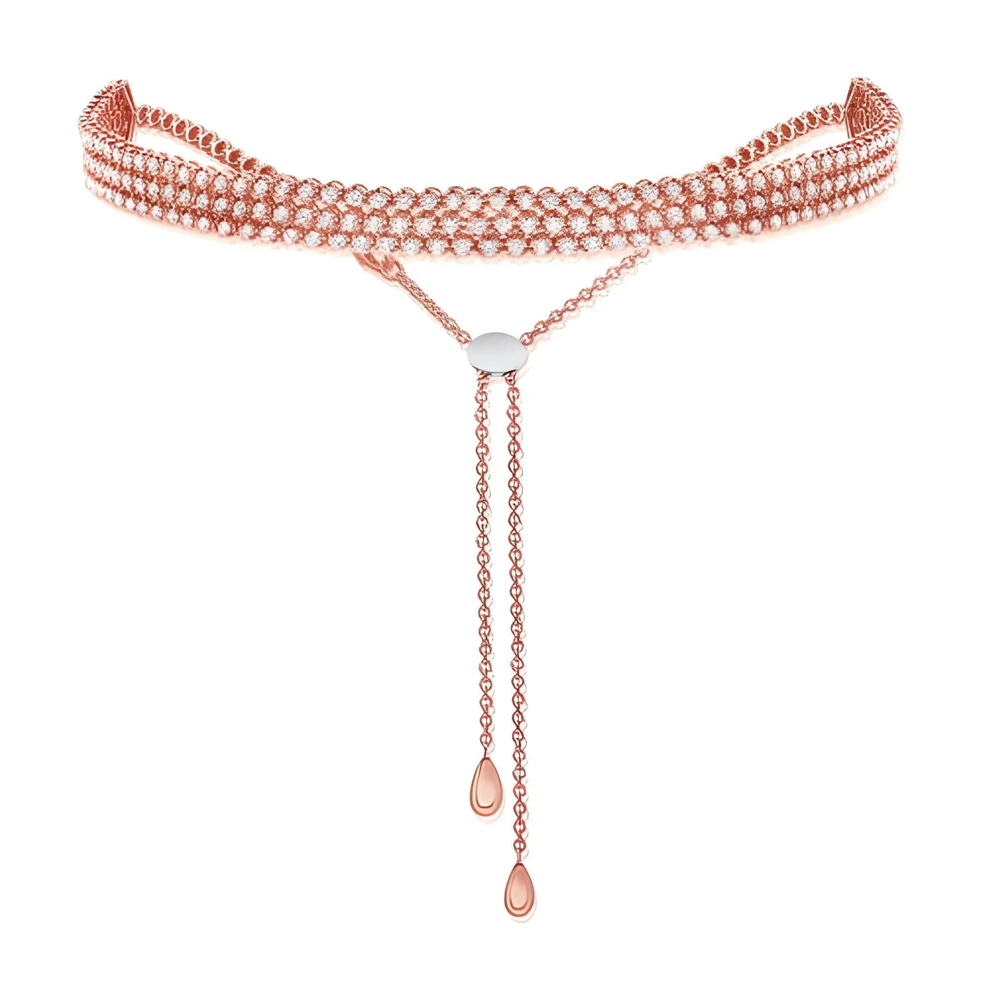 Triple Row Adjustable Bolo Diamond Tennis Choker